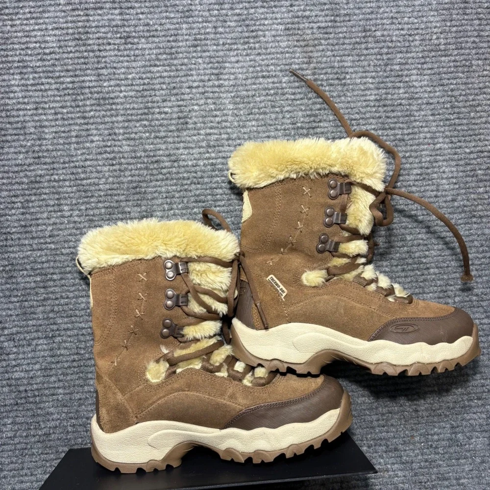 Hi-Tec Women Thermo-Dri Waterproof Insulated Winter Boots Brown Suede Faux Fur 6